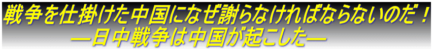 戦争を仕掛けた中国になぜ謝らなければならないのだ！ 　　　　　―日中戦争は中国が起こした―